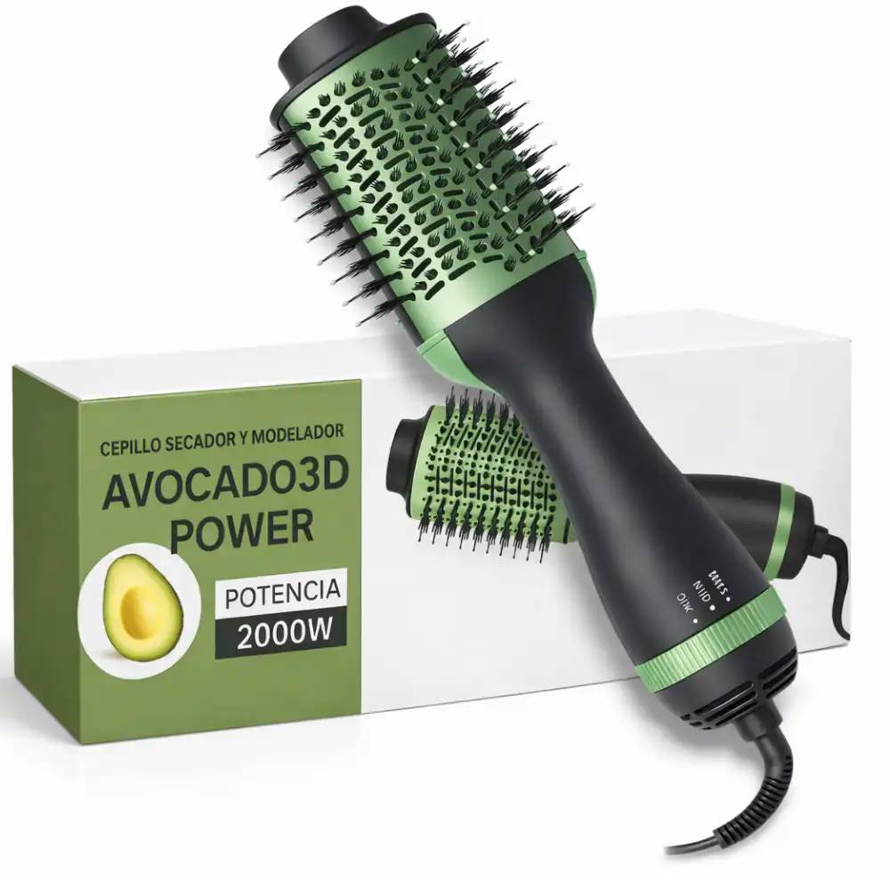 Brosse Sèche-Cheveux Avocado 3D Plus 2000W – Lissante & Volumisante pour un Coiffage Professionnel