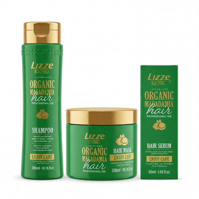 Kit Capillaire Lizze Macadamia  – Shampooing, Masque & Sérum